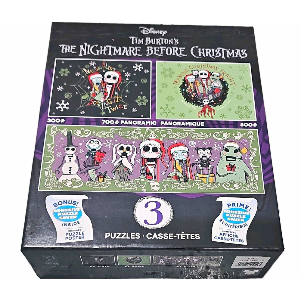 Ceaco Disney Nightmare Before Christmas 3-Puzzle Panoramic Set 300/500/700